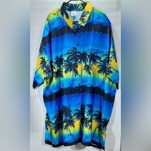 LA LEELA UNISEX ALOHO BEACH SHIRT AND OR BLOUSE TOP HAWAIIAN BLUE SHIRT SIZE 5X